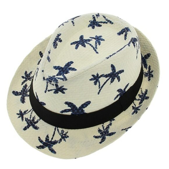 Coconut Tree Printed Straw Sun Hat - Picture 1 of 2